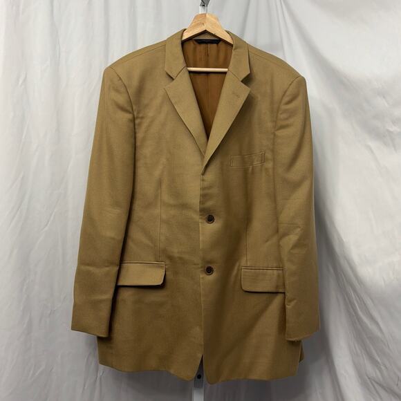 John W Nordstrom Cashmere Blazer Mens 46R Tan Brown Sport Coat Jacket Two Button - Picture 1 of 13